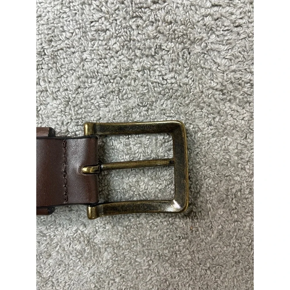 Eddie Bauer Mens Brown Leather Belt Made in Italy Brass Buckle Size 36 38